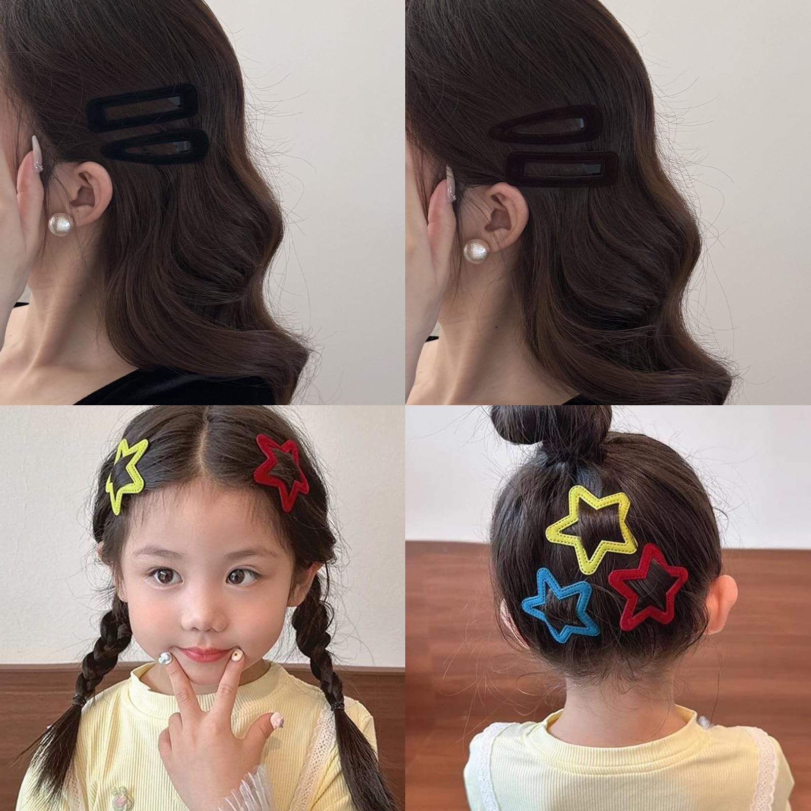 Amazon | Fesanla ヘアピン 前髪 子供 黒 三角型 ベロア 小さめ ヘア